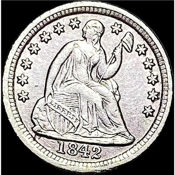 1842 Seated Liberty Half Dime CLOSELY UNCIRCULATED