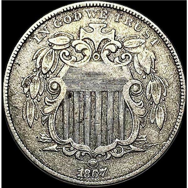 1867 Shield Nickel Rays NEARLY UNCIRCULATED