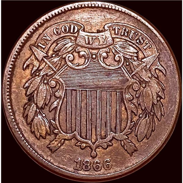 1866 Copper 2 Cent Piece CLOSELY UNCIRCULATED