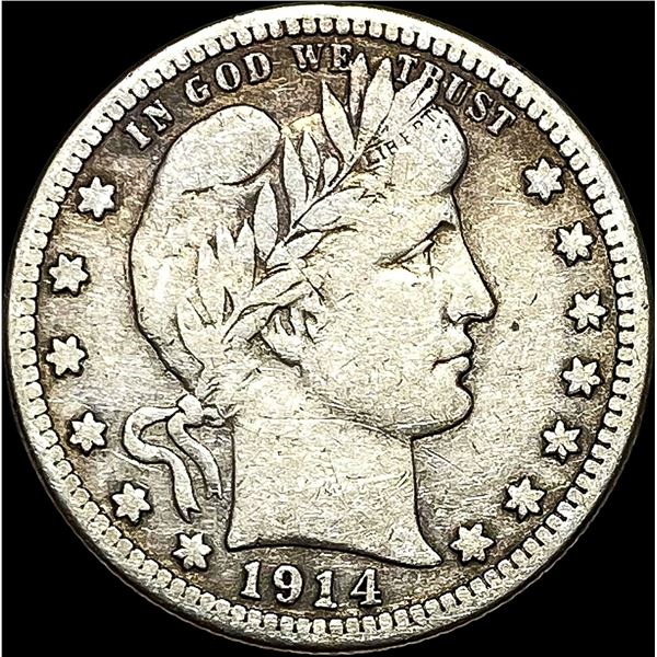 1914-S Silver Barber Quarter LIGHTLY CIRCULATED