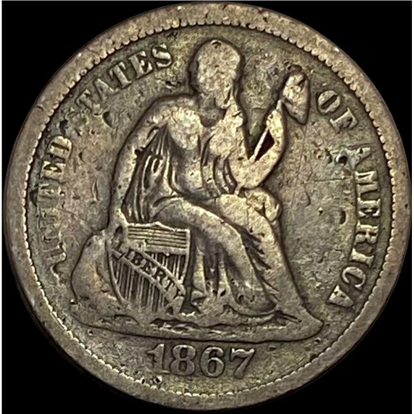 1867-S Silver Seated Liberty Dime NICELY CIRCULATED