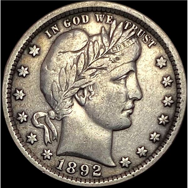 1892 Silver Barber Quarter NEARLY UNCIRCULATED