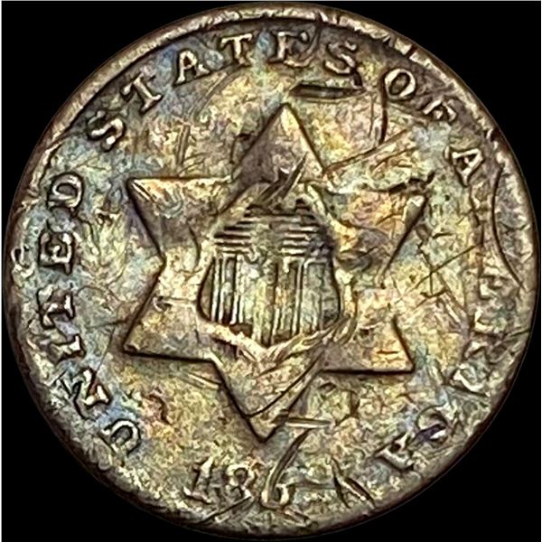 1853 Silver Three-Cent Piece LIGHTLY CIRCULATED