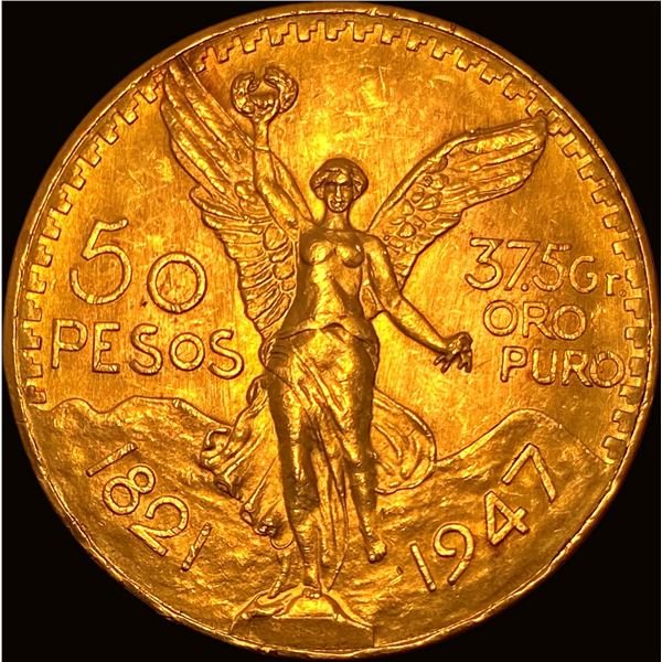 1947 Mexico 1.323oz Gold 50 Pesos CHOICE BU