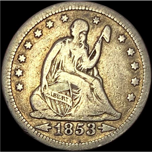 1853 Arrows/Rays Seated Liberty Quarter NICELY CIRCULATED