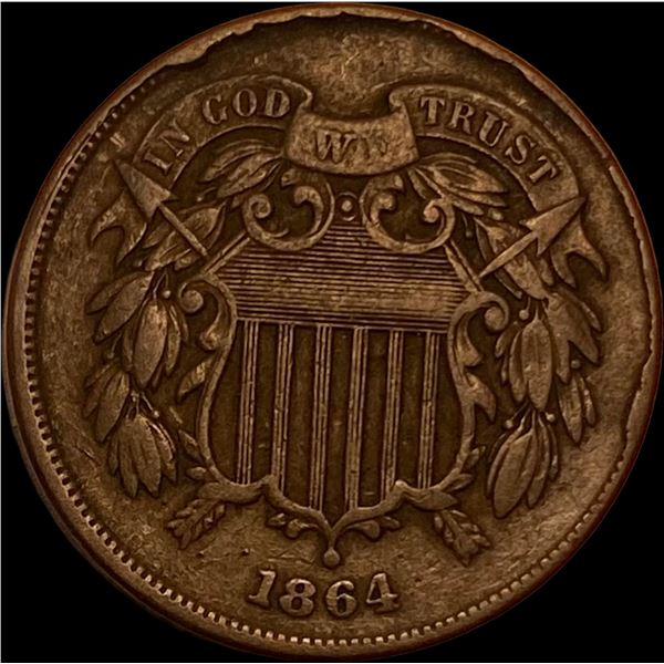 1864 Two-Cent Piece NEARLY UNCIRCULATED
