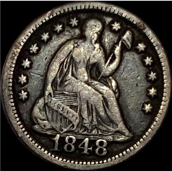 1848 Lg. Date Seated Liberty Half Dime LIGHTLY CIRCULATED