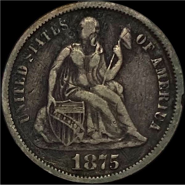 1875-CC Silver Seated Liberty Dime LIGHTLY CIRCULATED