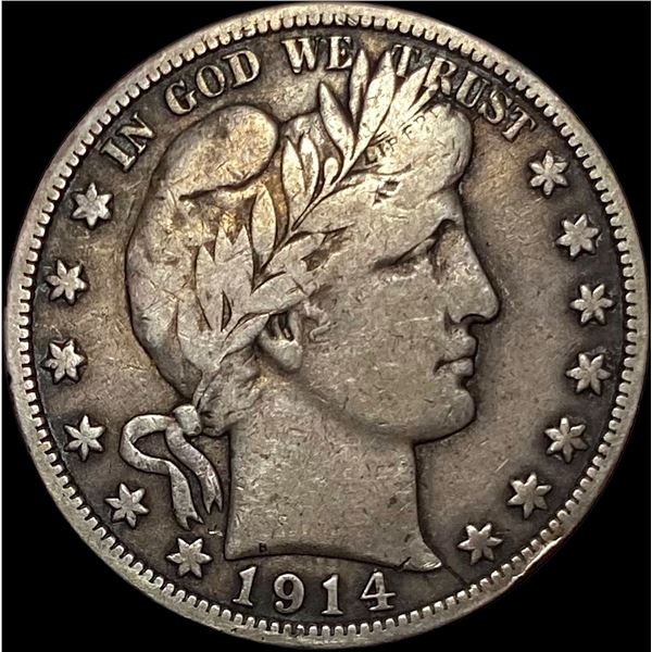 1914-S Silver Barber Half Dollar LIGHTLY CIRCULATED