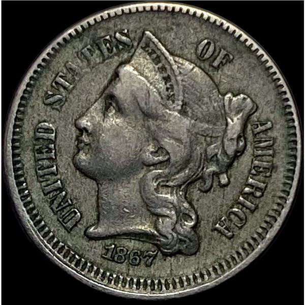 1867 Nickel Three-Cent Piece NEARLY UNCIRCULATED