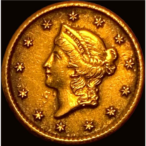 1853-O Gold $1 Liberty Head NEARLY UNCIRCULATED