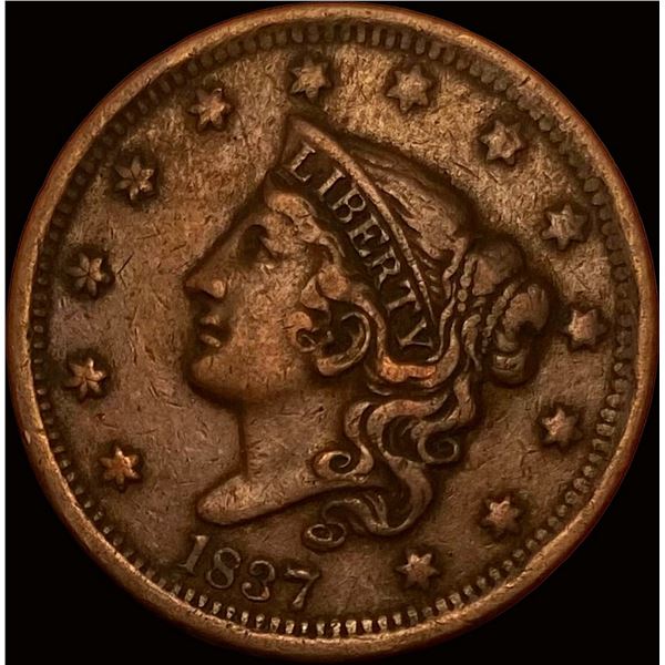 1837 Coronet Head Large Cent NEARLY UNCIRCULATED