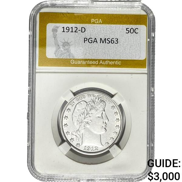 1912-D Barber Half Dollar PGA MS63