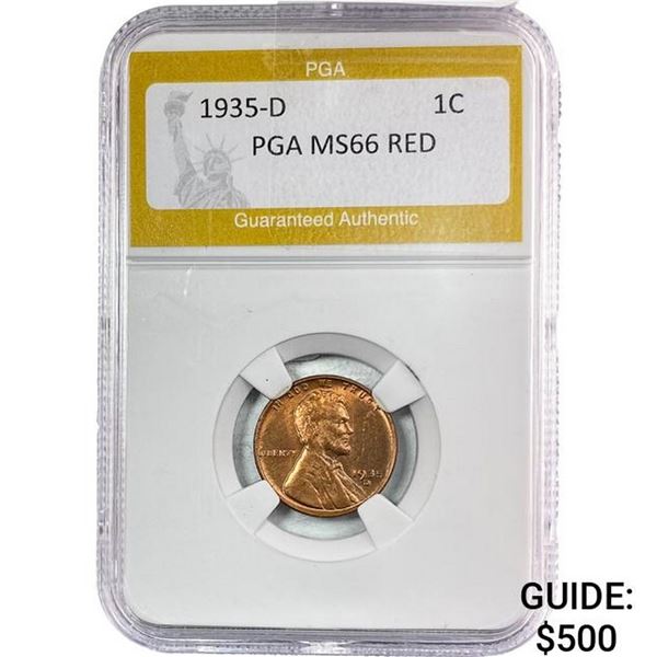 1935-D Wheat Cent PGA MS66 Red