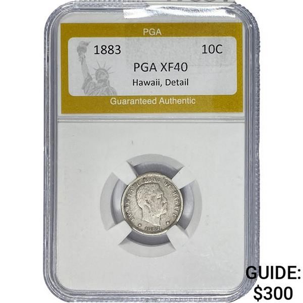 1883 Kingdom of Hawaii Dime PGA XF40 Detail