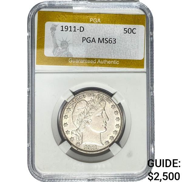 1911-D Barber Half Dollar PGA MS63