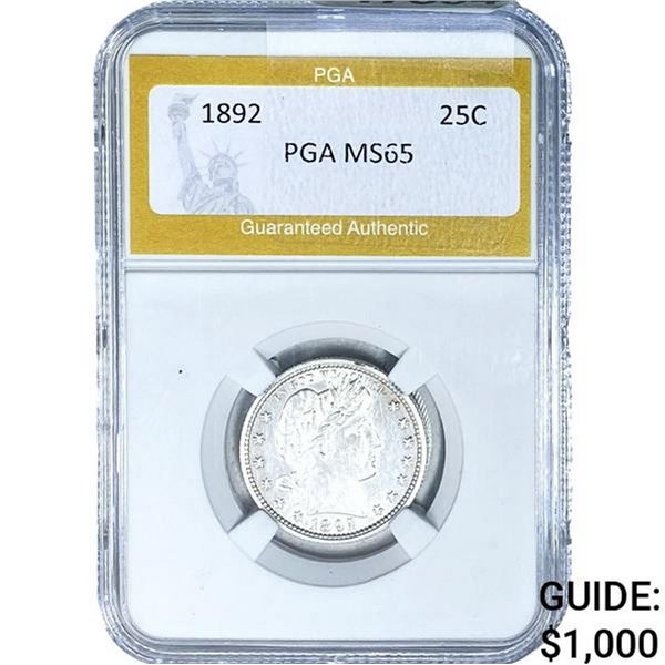 1892 Barber Quarter PGA MS65