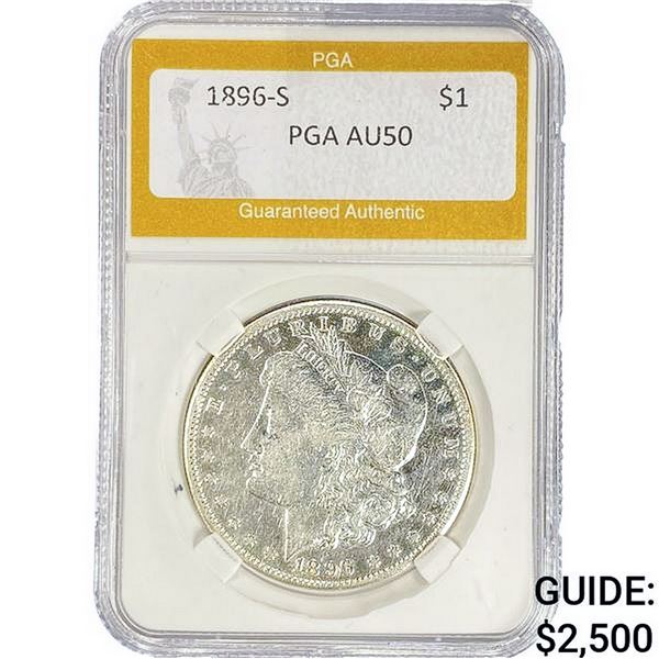 1896-S Morgan Silver Dollar PGA AU50