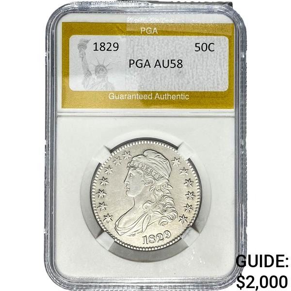 1829 Capped Bust Half Dollar PGA AU58