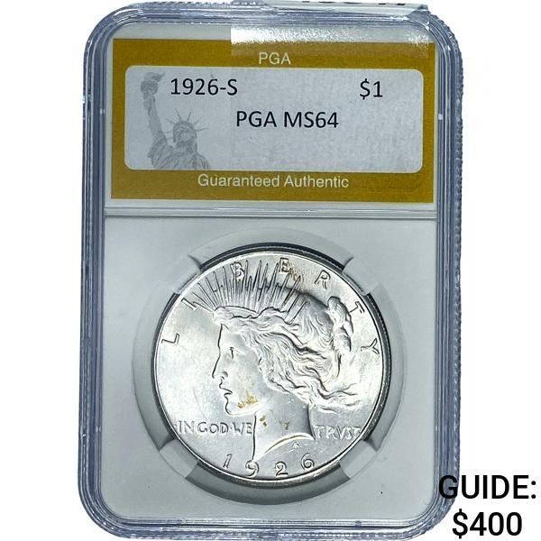 1926-S Silver Peace Dollar PGA MS64