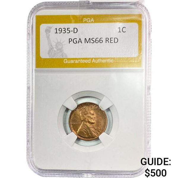 1935-D Wheat Cent PGA MS66 Red