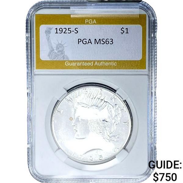 1925-S Silver Peace Dollar PGA MS63