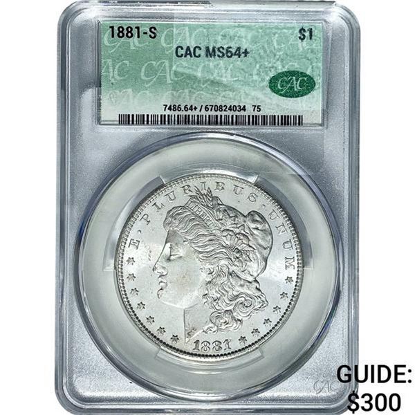 1881-S Morgan Silver Dollar CAC MS64+