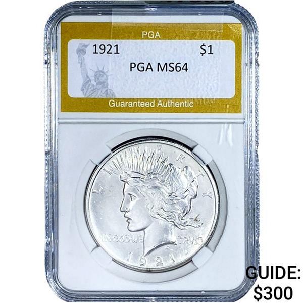 1921 Silver Peace Dollar PGA MS64