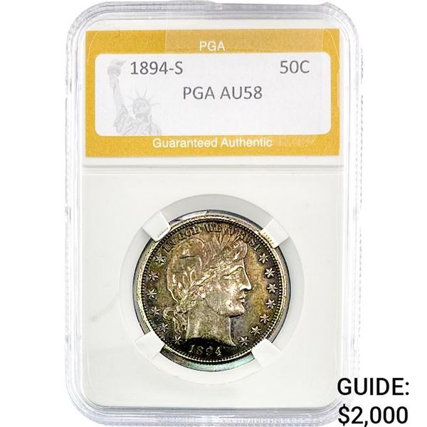 1894-S Barber Half Dollar PGA AU58