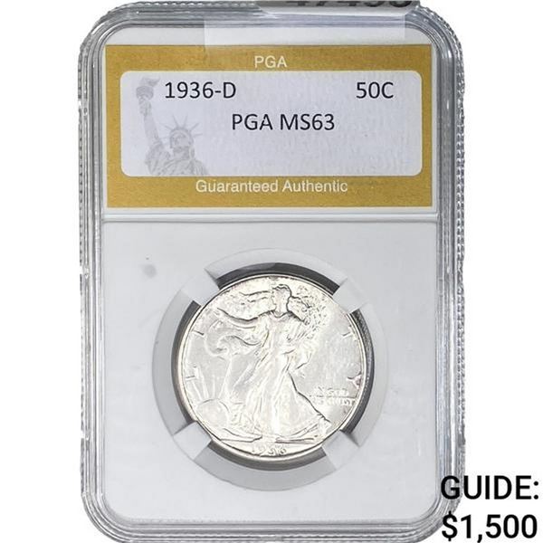 1936-D Walking Liberty Half Dollar PGA MS63
