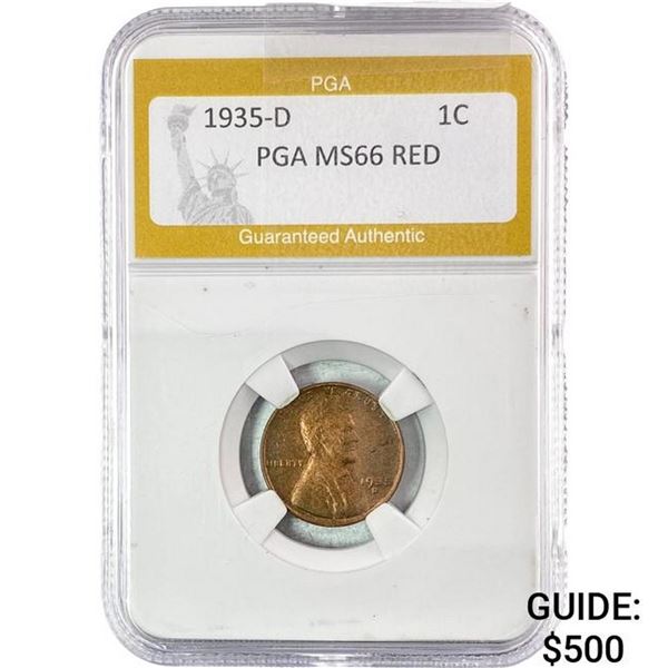 1935-D Wheat Cent PGA MS66 Red