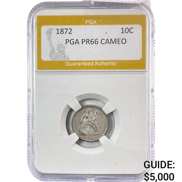 1872 Seated Liberty Dime PGA PR66 Cameo