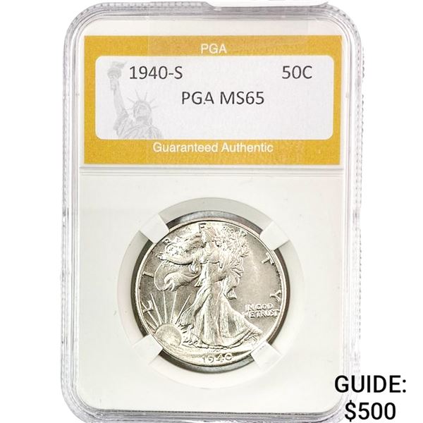 1940-S Walking Liberty Half Dollar PGA MS65
