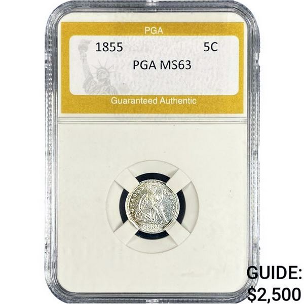 1855 Seated Liberty Half Dime PGA MS63