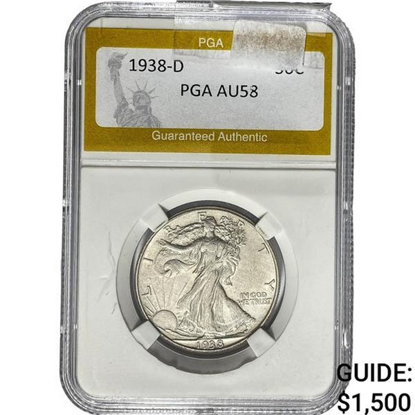 1938-D Walking Liberty Half Dollar PGA AU58