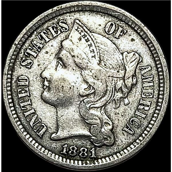 1881 Nickel Three-Cent Piece LIGHTLY CIRCULATED