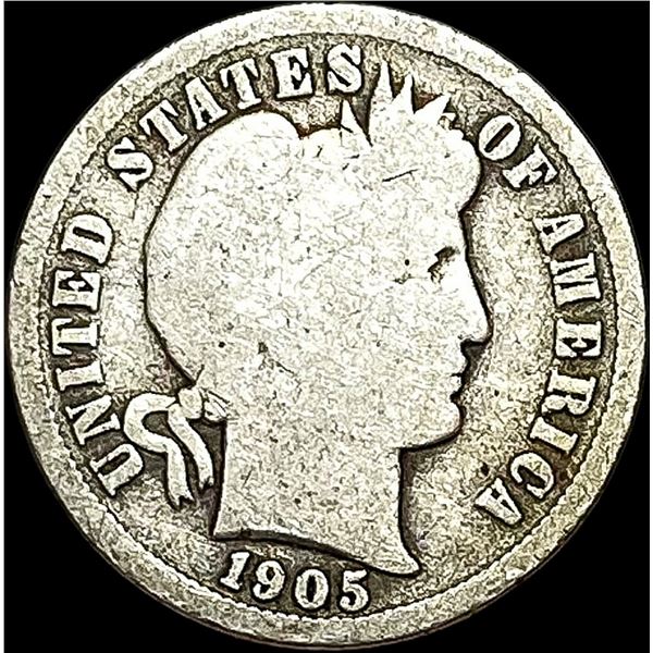1905-O Micro O Silver Barber Dime NICELY CIRCULATED