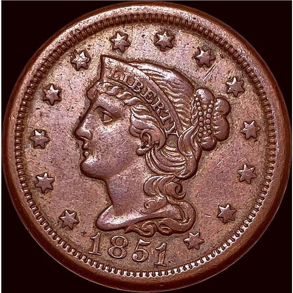 1851 Braided Hair Large Cent CLOSELY UNCIRCULATED