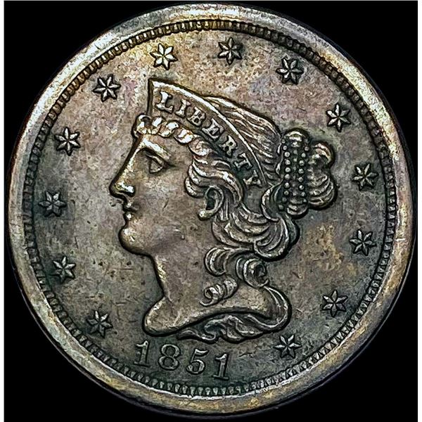 1851 Braided Hair Half Cent CHOICE BU