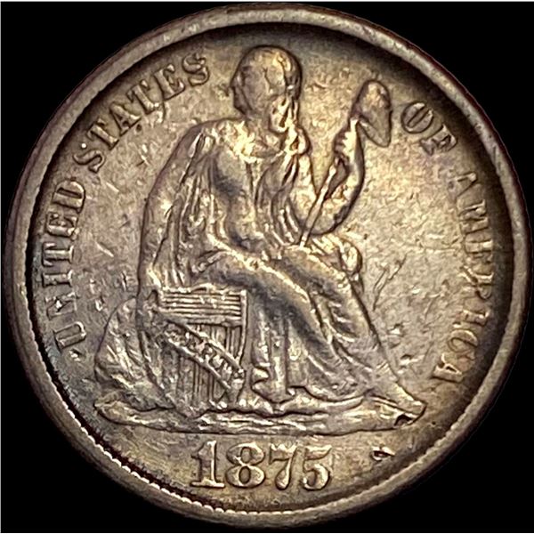 1875-CC Seated Liberty Dime NEARLY UNCIRCULATED