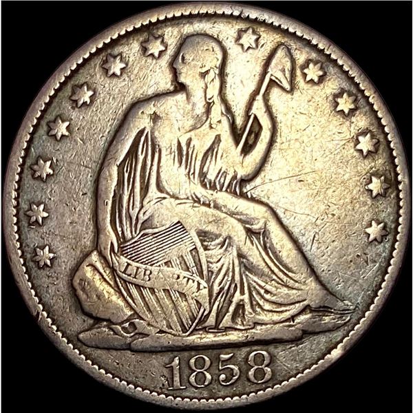 1858-O Seated Liberty Half Dollar LIGHTLY CIRCULATED