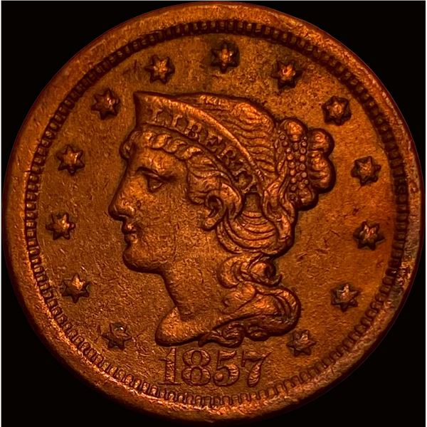 1857 Braided Hair Large Cent NEARLY UNCIRCULATED