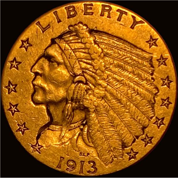 1913 Indian Head $2.5 Gold Quarter Eagle CLOSELY UNCIRCULATED