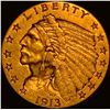 Image 1 : 1913 Indian Head $2.5 Gold Quarter Eagle CLOSELY UNCIRCULATED