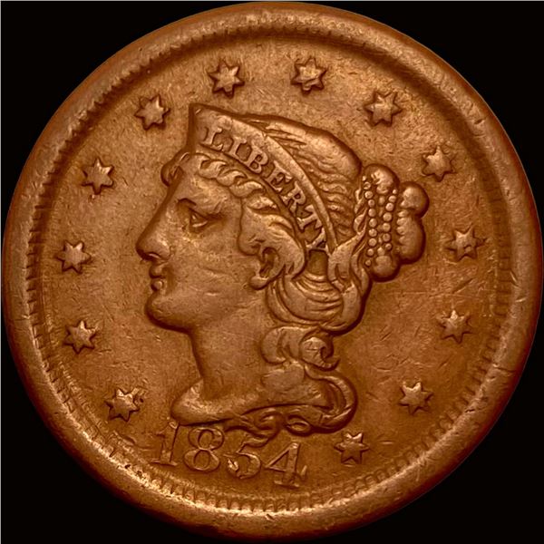 1854 Braided Hair Large Cent LIGHTLY CIRCULATED