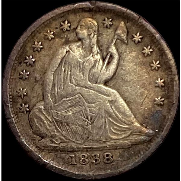 1838 Lg. Stars Seated Liberty Half Dime LIGHTLY CIRCULATED