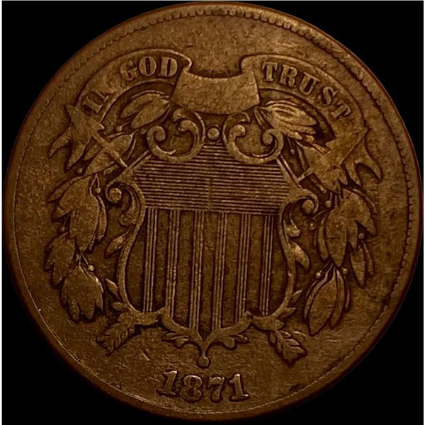 1871 Two-Cent Piece NEARLY UNCIRCULATED