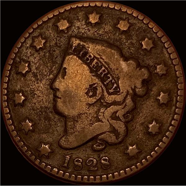 1828 Sm. Date Coronet Head Large Cent NICELY CIRCULATED