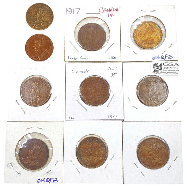 [10 Coins] 1917 High Grade Canada Large Cent