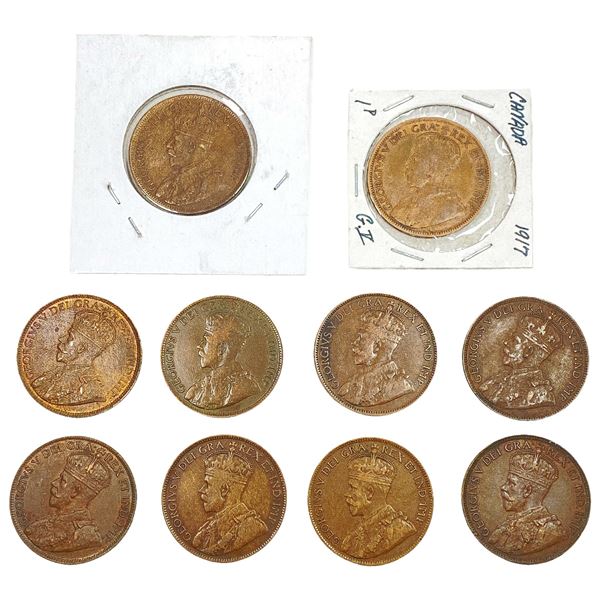 [10 coins] 1917 High Grade Canada Large Cent
